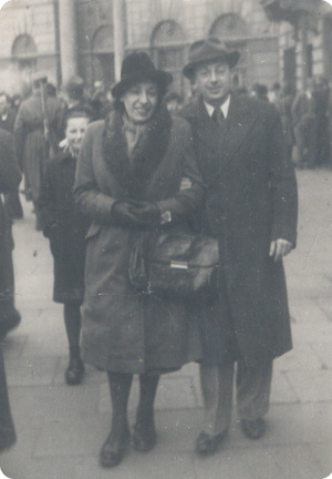 Abraham with his sister Gutta in Poland after the war
