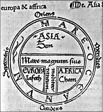 In the T-O maps the world faces eastward and the T shape represents the major water bodies