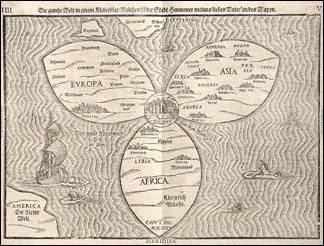 The cartographer Bunting  The world map as a flower  16th century 