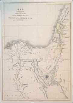 A Map of the painter Roberts journey to the Holy Land - 1849