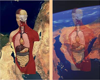 Anatomy model on satellites photos of Israel