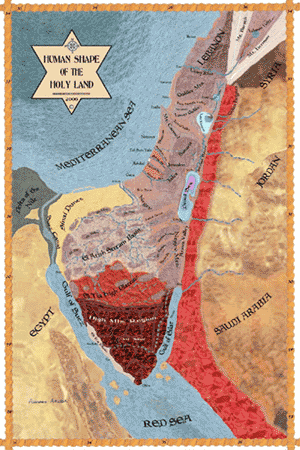 The Holy Land Map as a Human Shape
and the Work of Art: Lake Kinneret, Jordan River, Dead Sea
